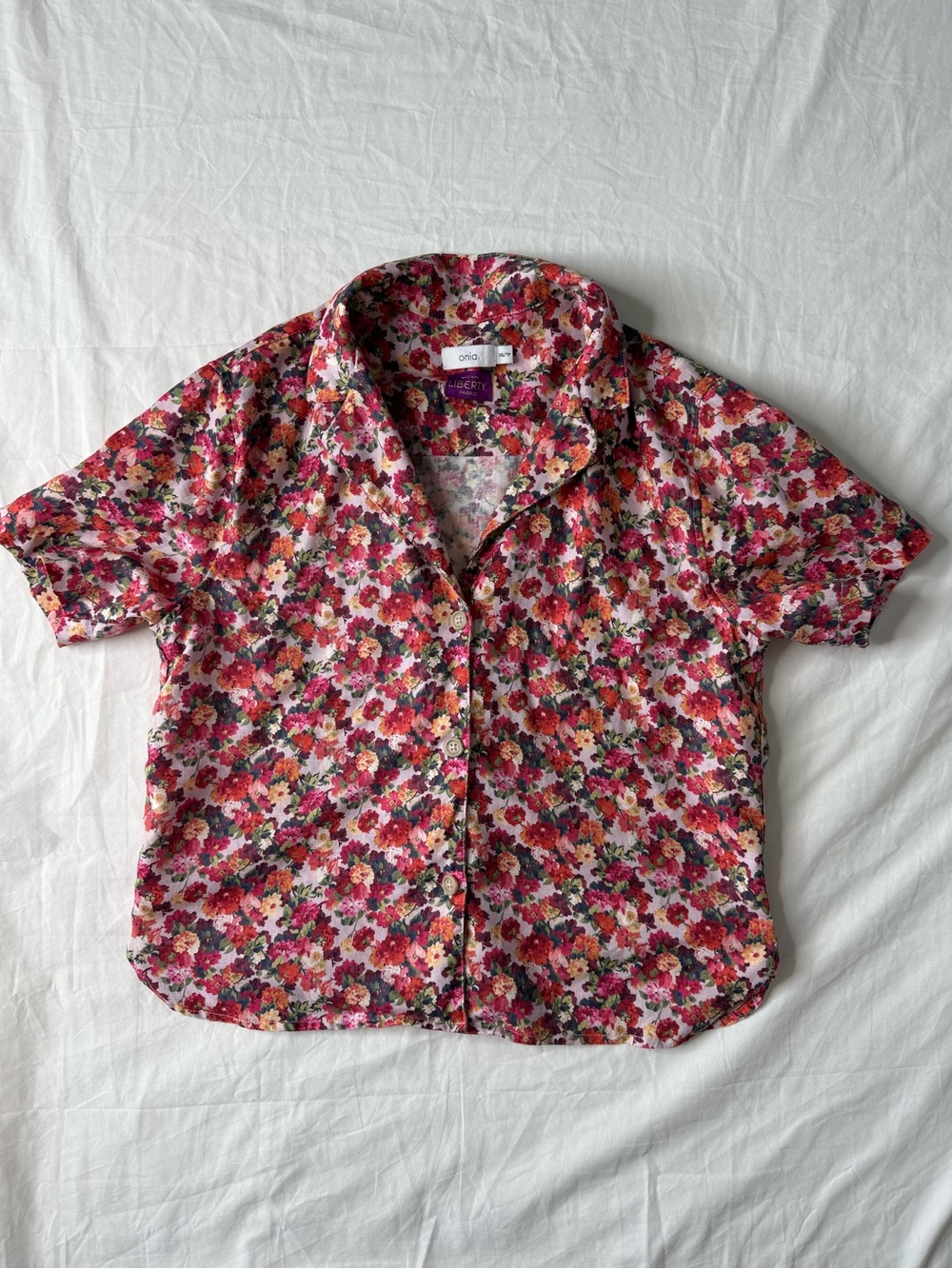 Onia x Liberty Fabric Floral Linen Button Front Shirt Top XS